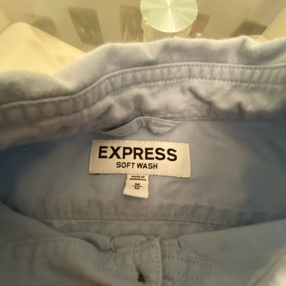 Express Blue Collared Button Up - Picture 3 of 3